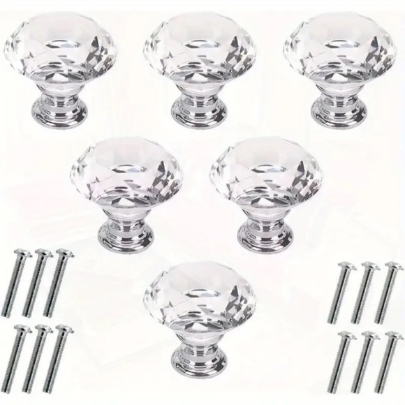 Apex CE Other - Clear Crystal Quadrilateral Drawer Knobs with Screws includes 12 pieces